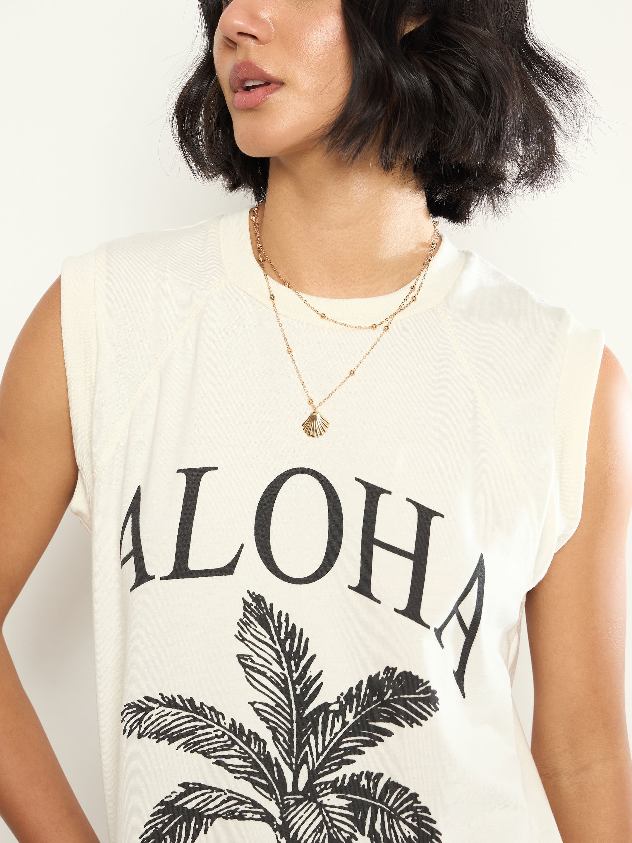 Off-White Printed Sleeveless T-Shirt Maxi Dress