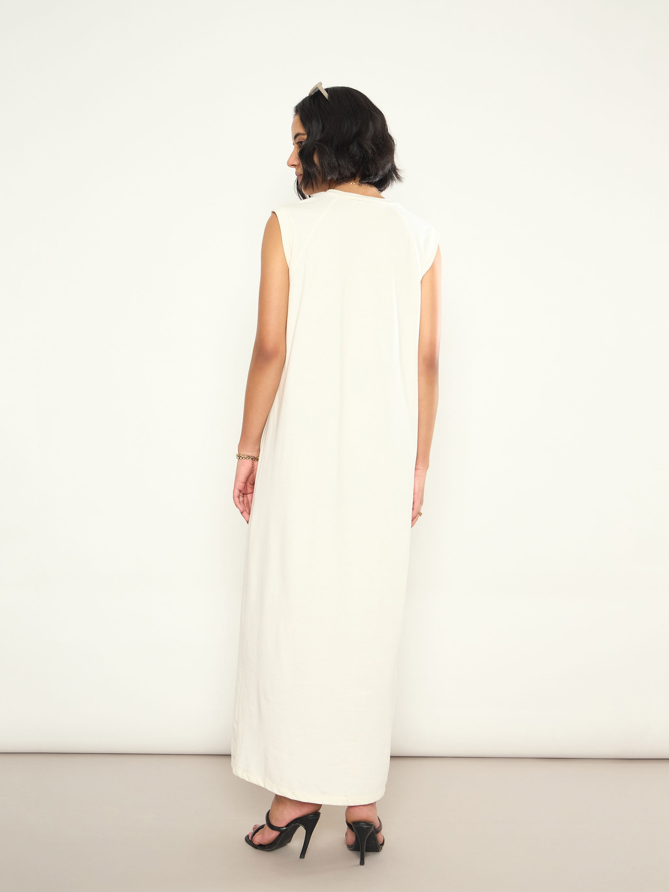 Off-White Printed Sleeveless T-Shirt Maxi Dress