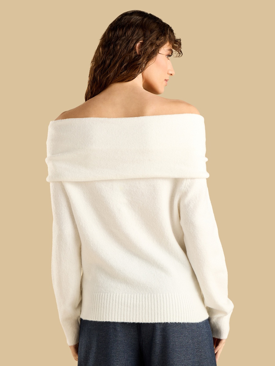 Metal Accent Off Shoulder Sweater