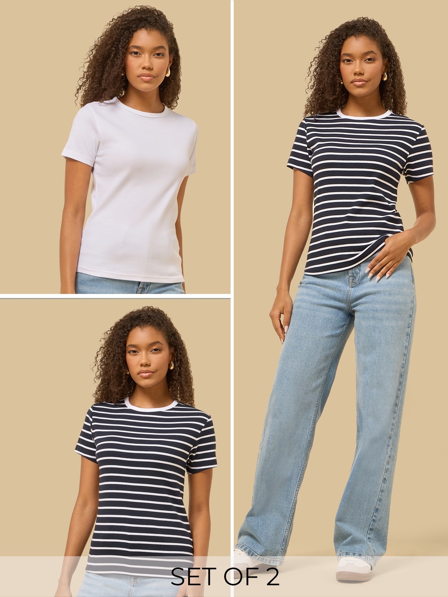 طقم من 2 قطعة متنوعة - تيشيرت مضلع