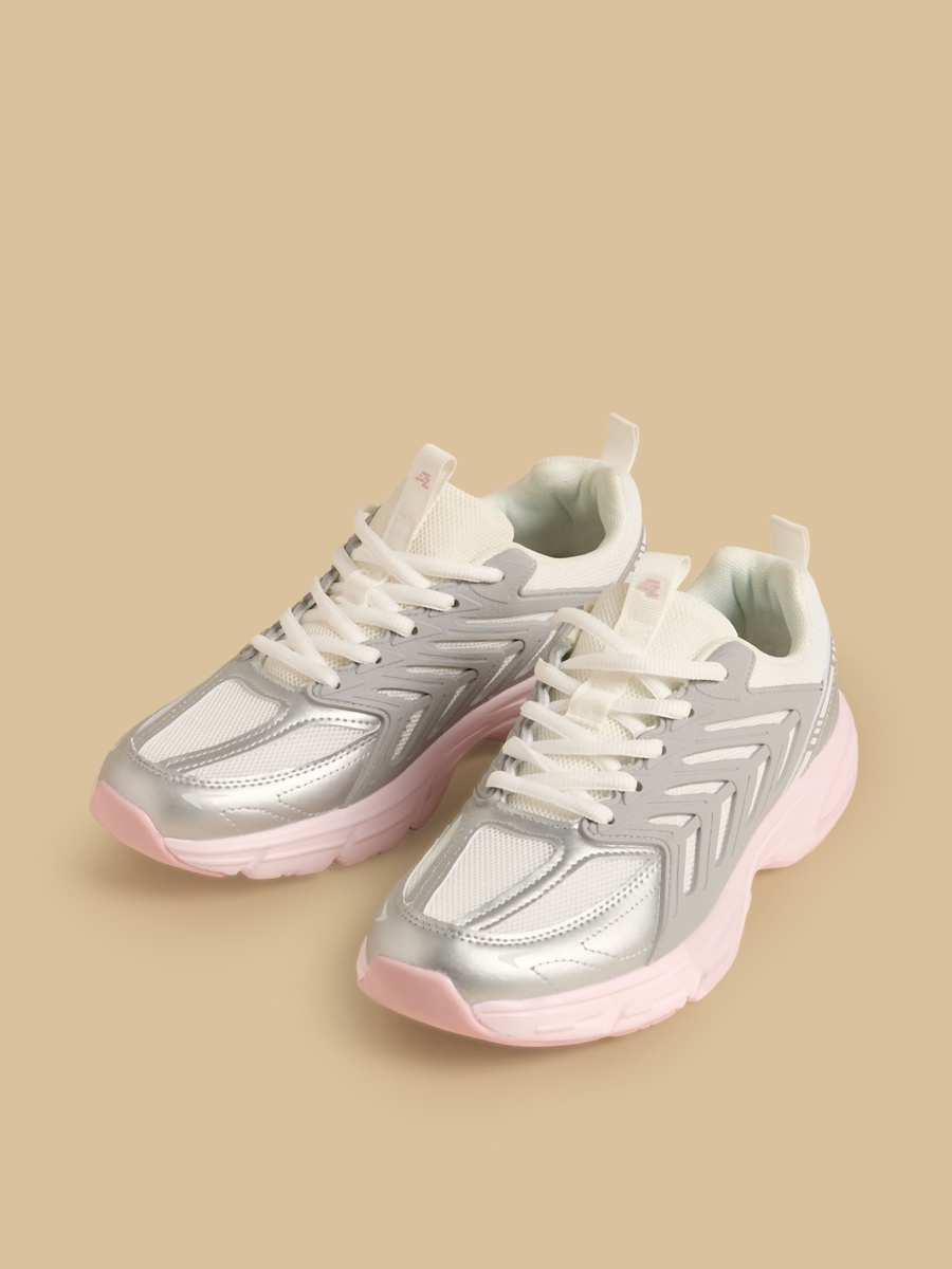 Panelled Lace-Up Sports Shoes