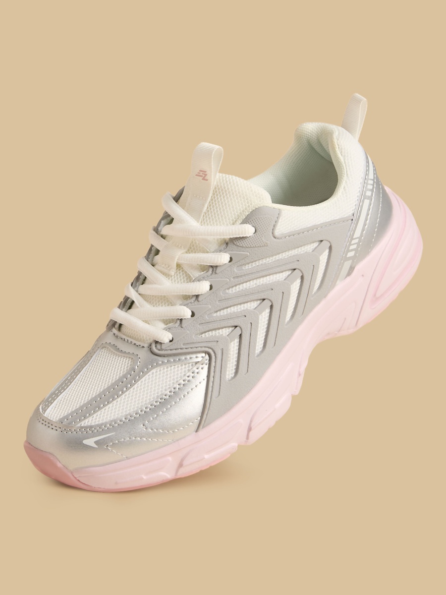 Panelled Lace-Up Sports Shoes