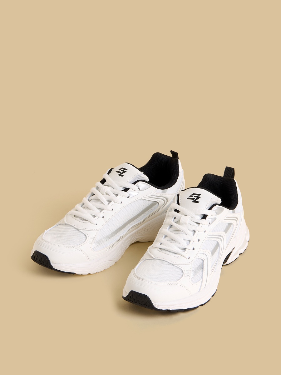 Panelled Sports Shoes with Lace-Up Closure