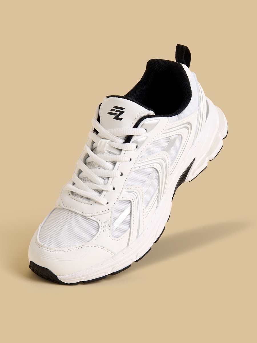 Panelled Sports Shoes with Lace-Up Closure
