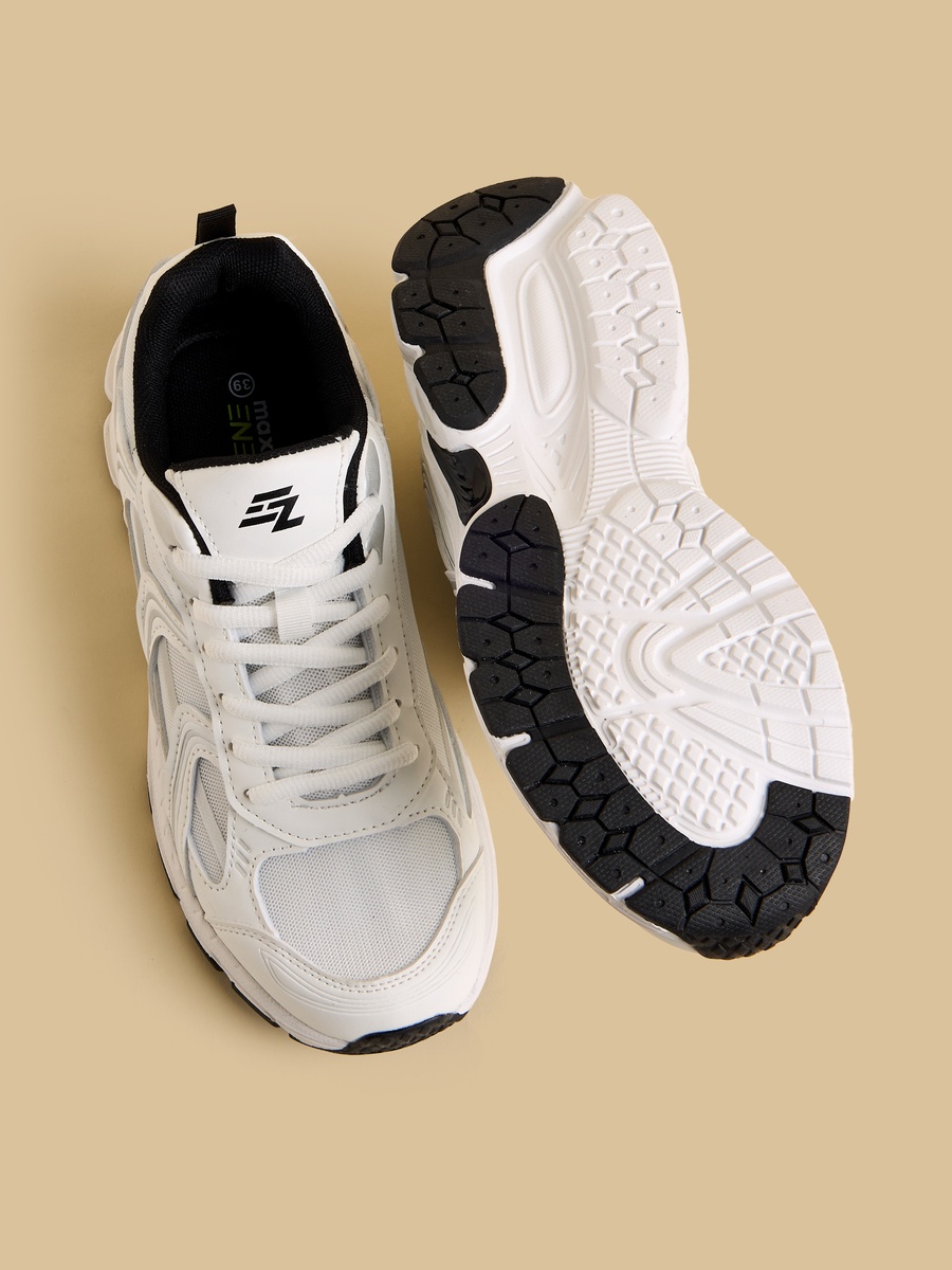 Panelled Sports Shoes with Lace-Up Closure