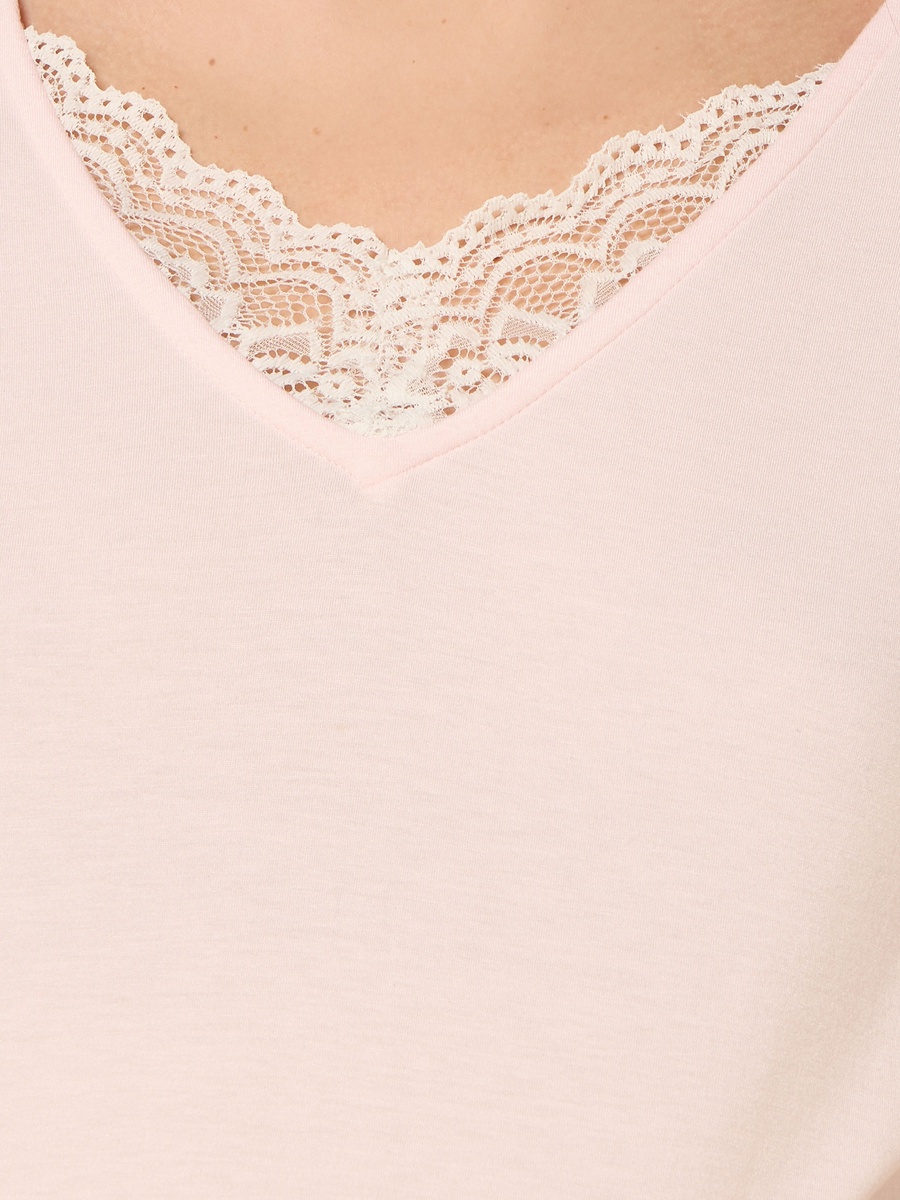 Lace Trim Maternity Sleepshirt with Side Slit