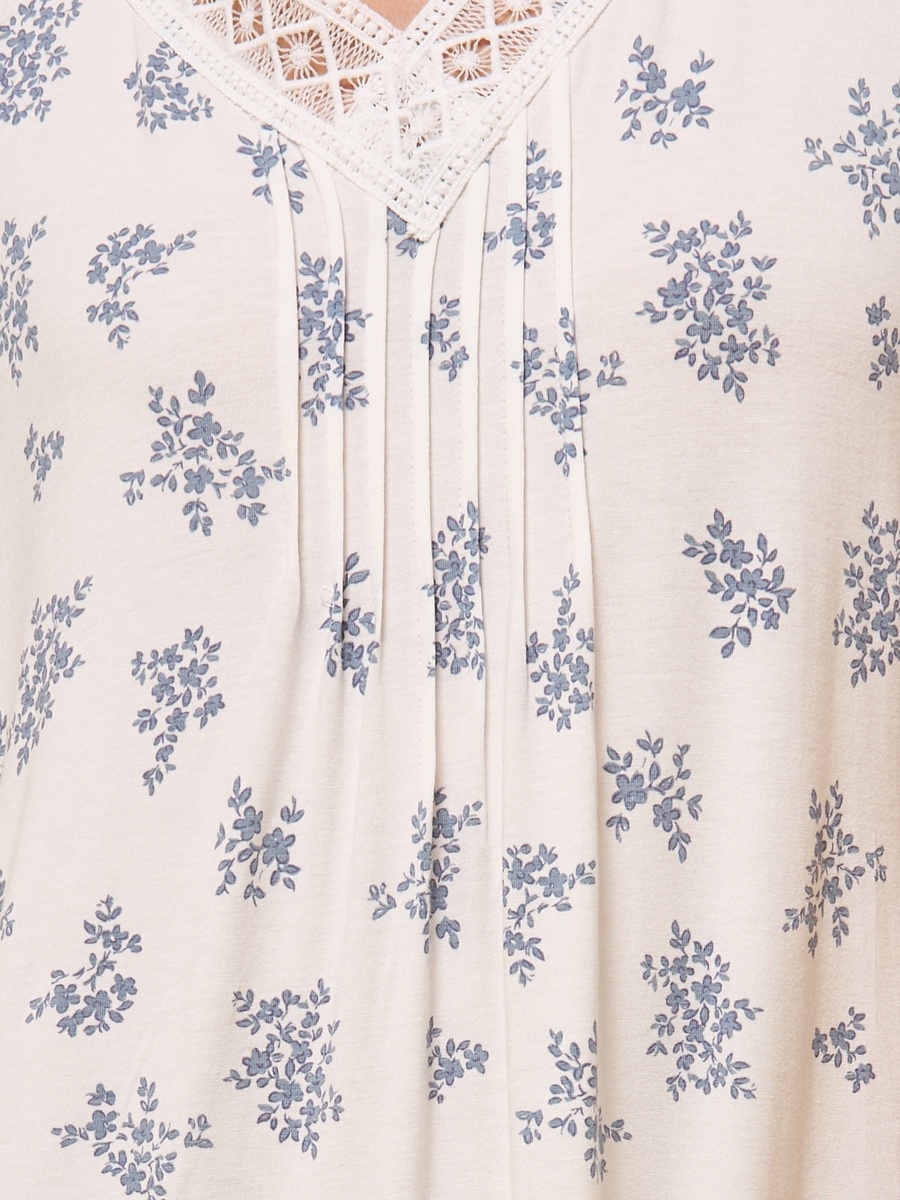 Floral Print Pintuck Viscose Night Dress