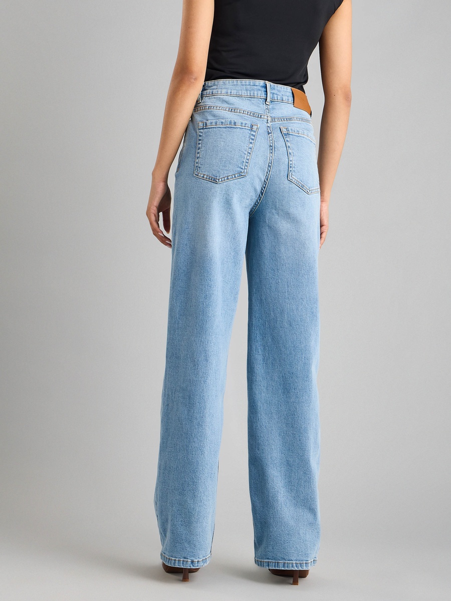 Plain Stretchable Wide Leg Jeans