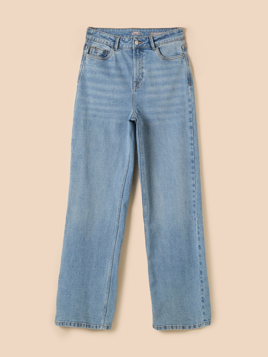 Plain Stretchable Wide Leg Jeans