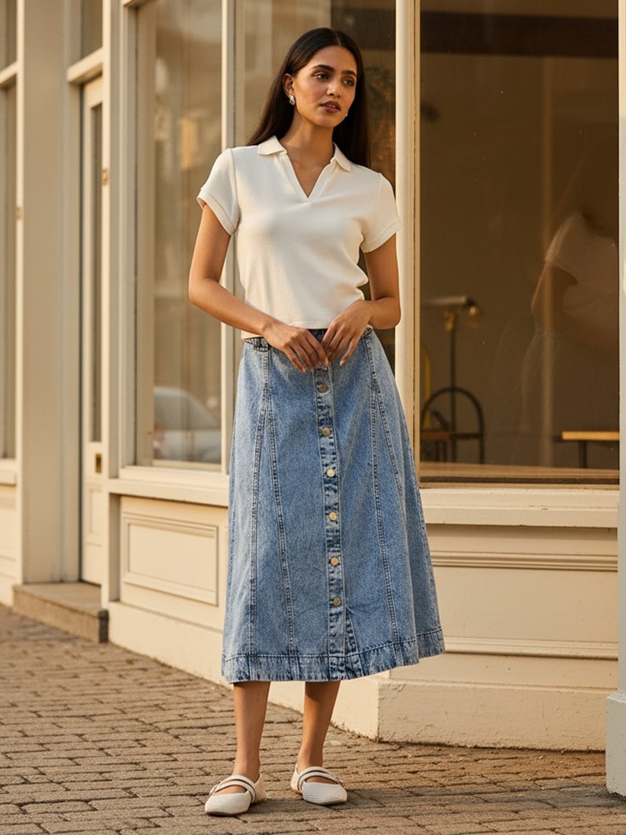 Panelled Midi Better Cotton Skirt