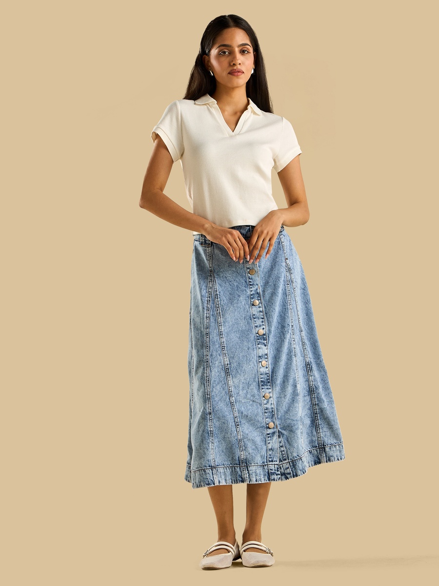 Panelled Midi Better Cotton Skirt