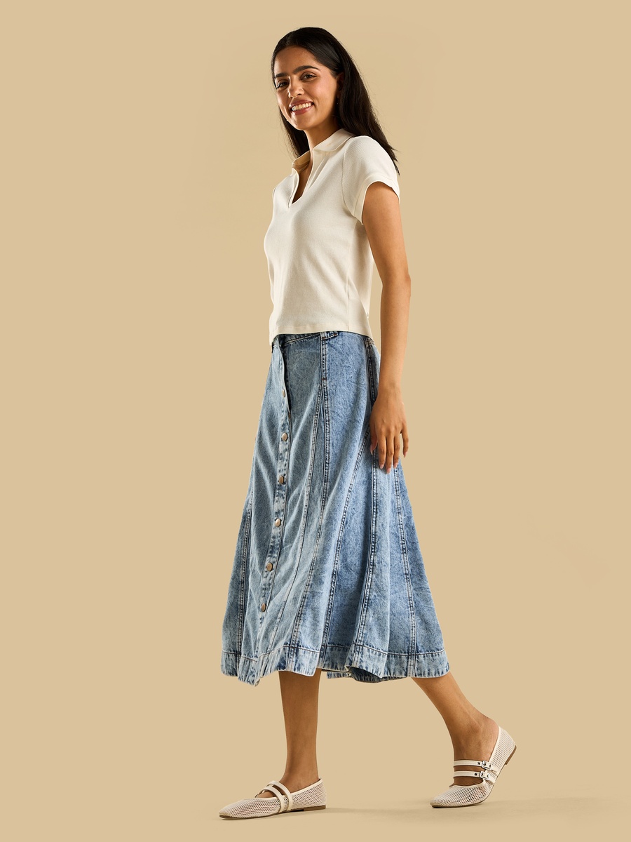 Panelled Midi Better Cotton Skirt