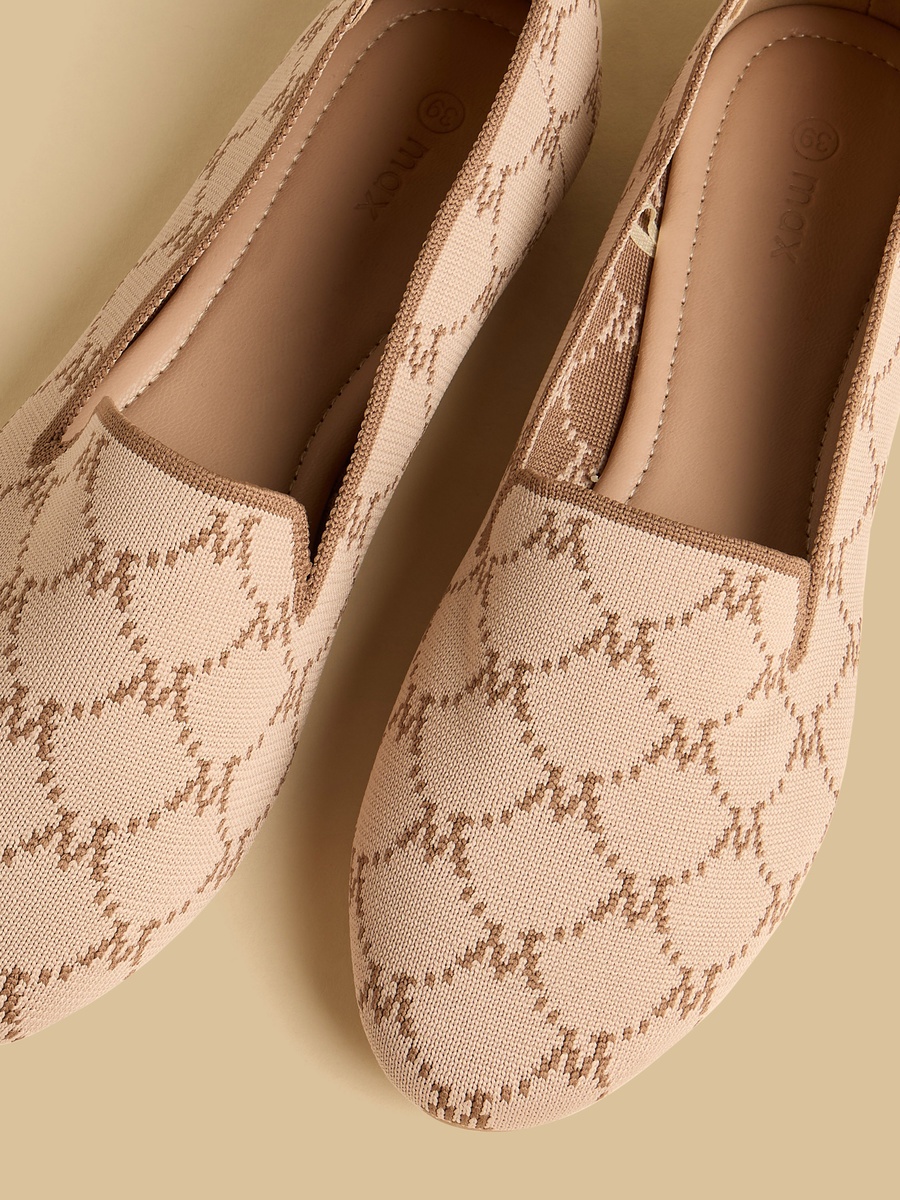 Textured Slip-On Ballerina Shoes