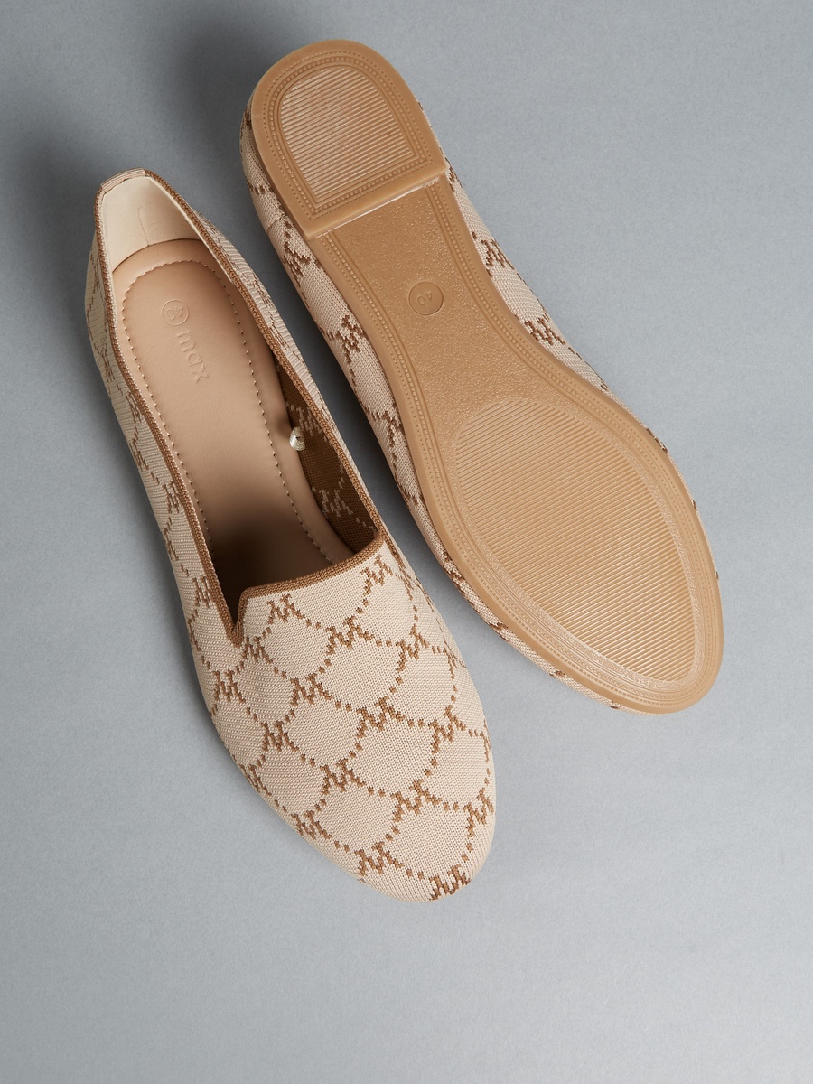 Textured Slip-On Ballerina Shoes