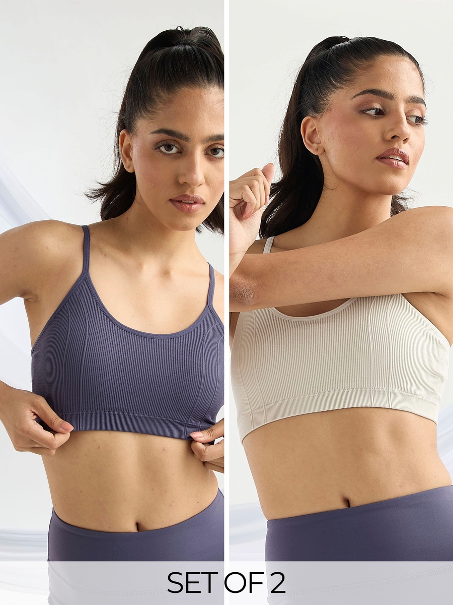 Pack of 2 - Ribbed Seamless Sports Bra