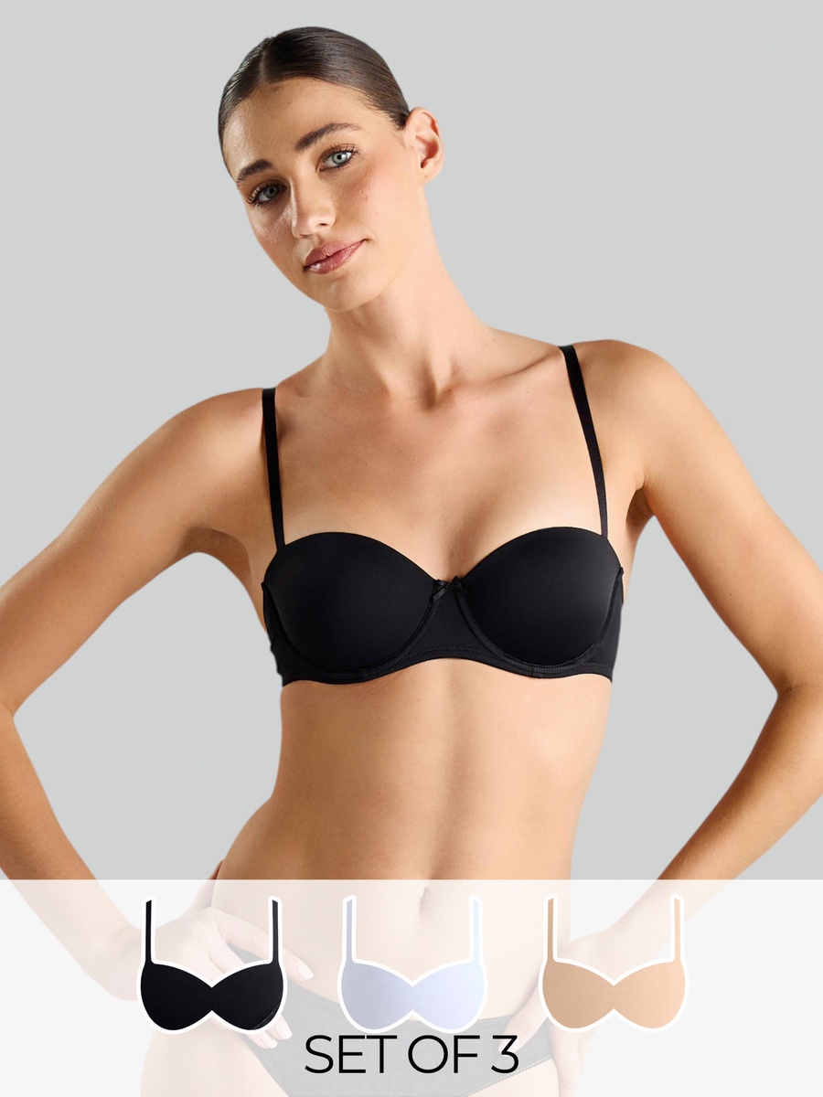 Pack of 3 - Plain Balconette Bra