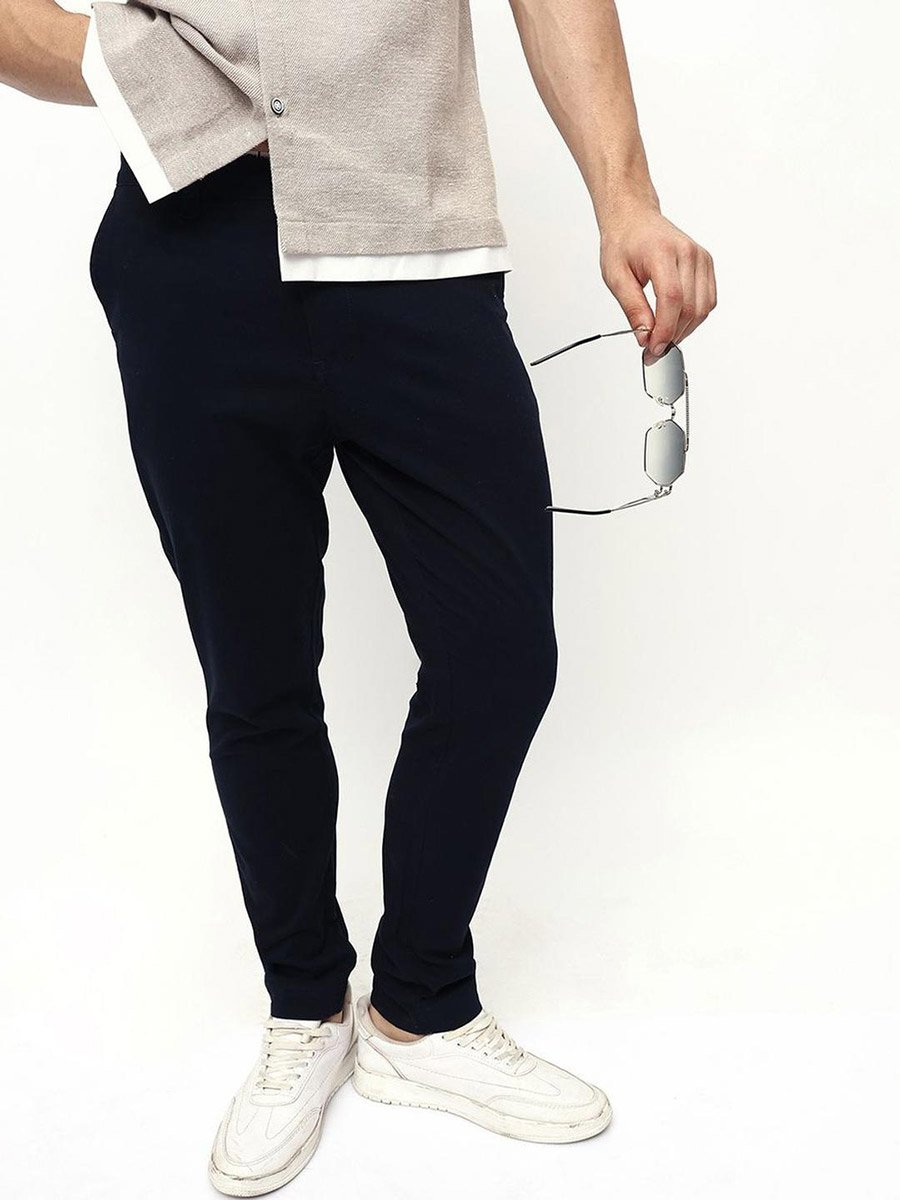 Men Slim Fit Solid Pants