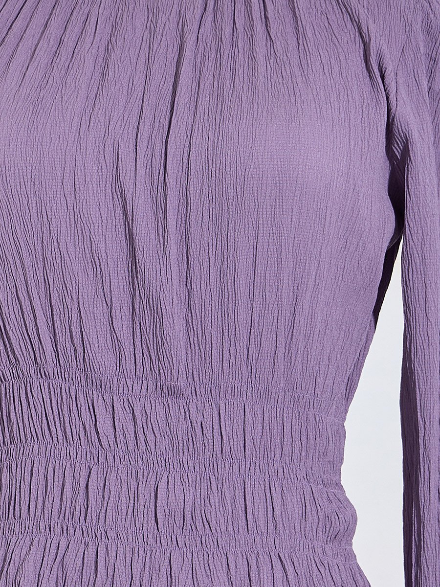 Lilac Long Sleeve Smocked Waist Blouse