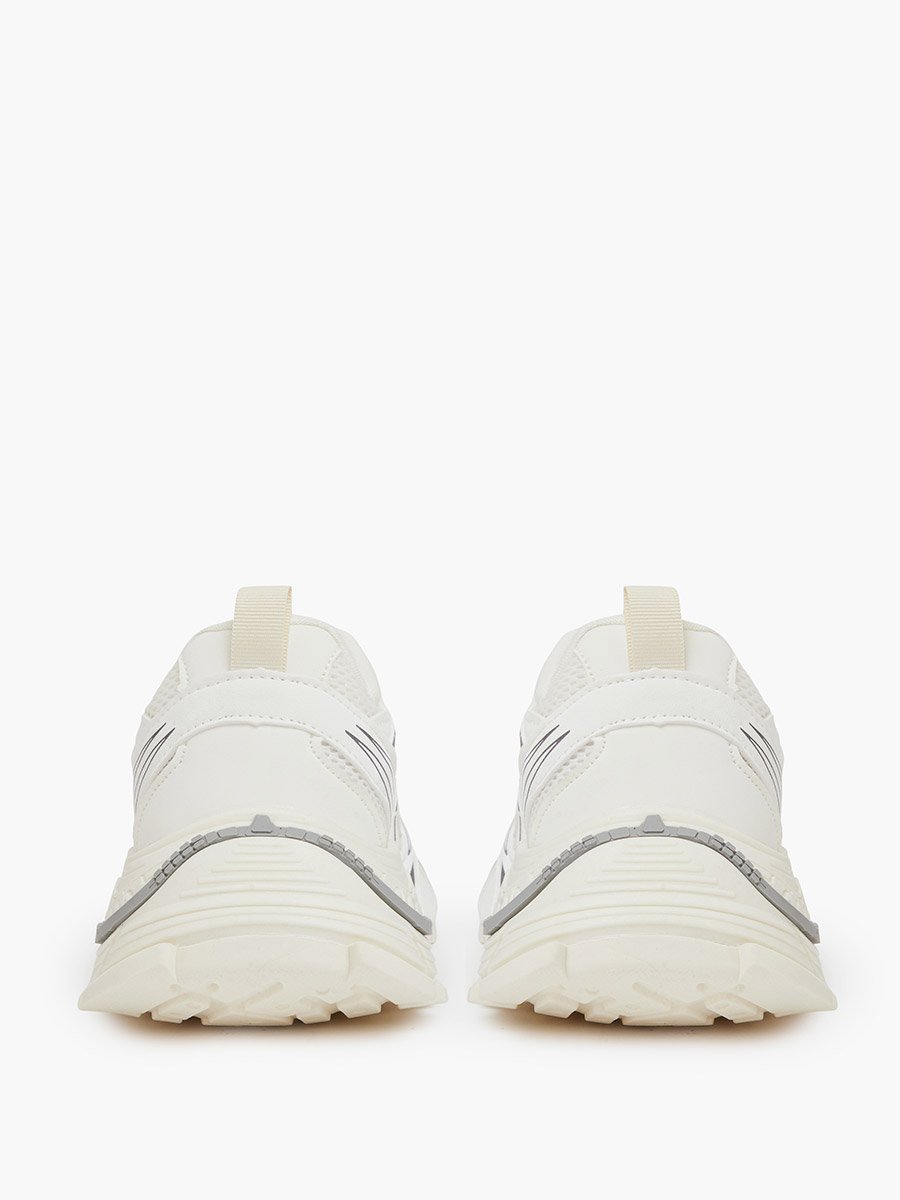 Beige Logo Detail Athletic Sneakers