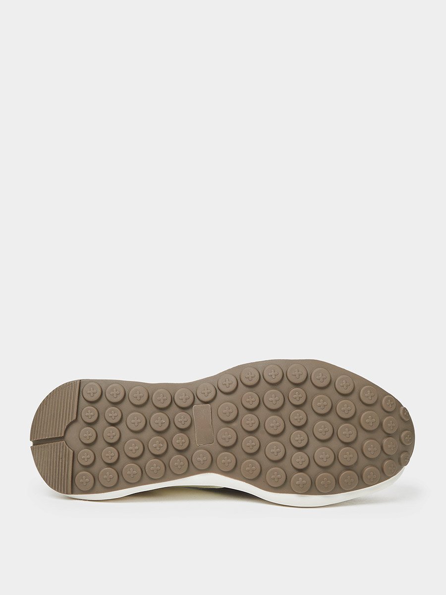 Beige Contrast Panel Lace Up Sneakers
