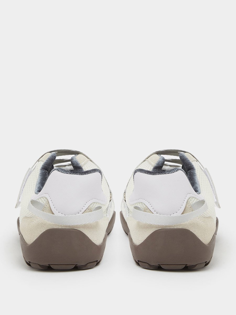 Cream Mesh Panel Velcro Detail Sneakers