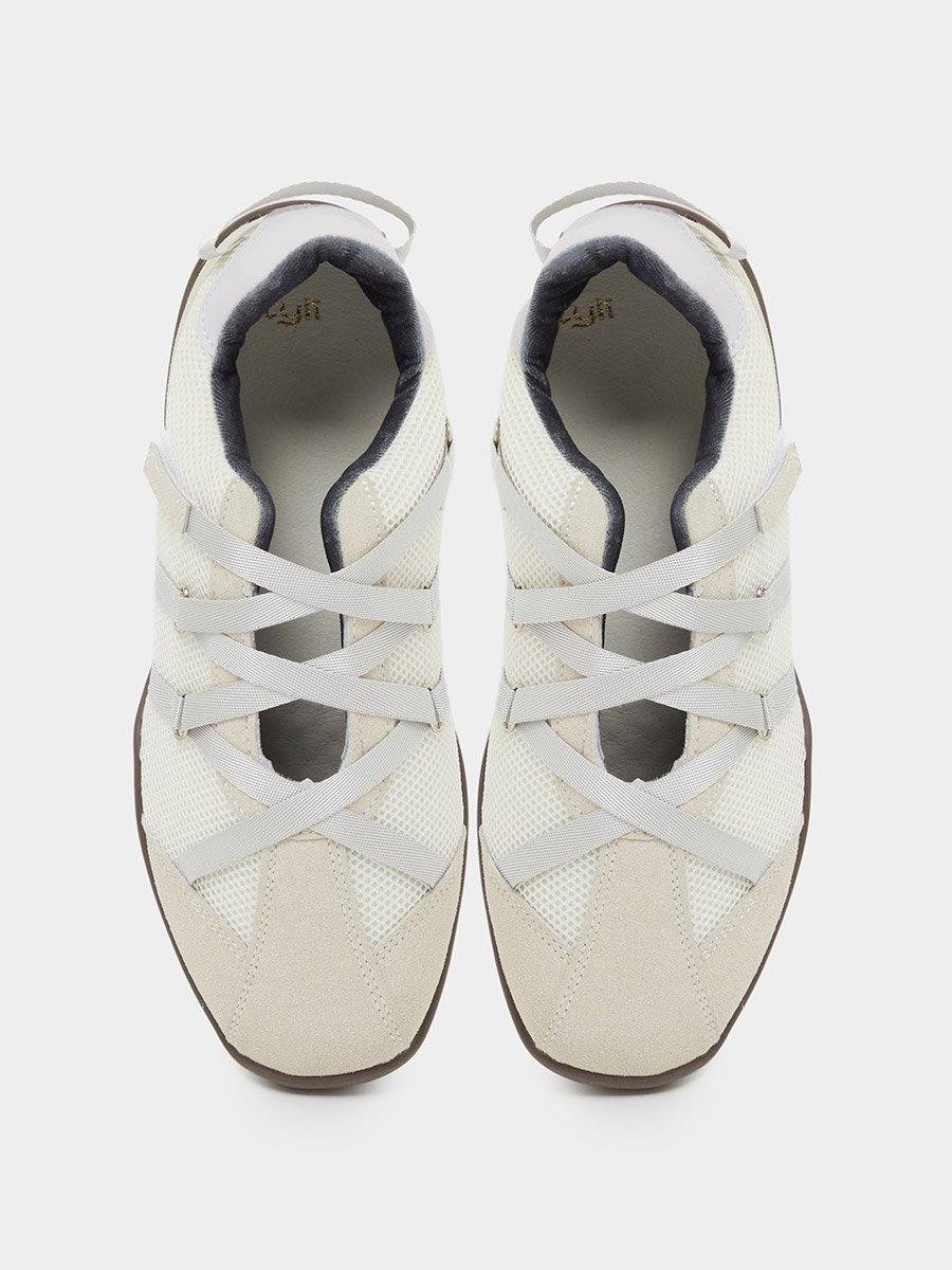Cream Mesh Panel Velcro Detail Sneakers