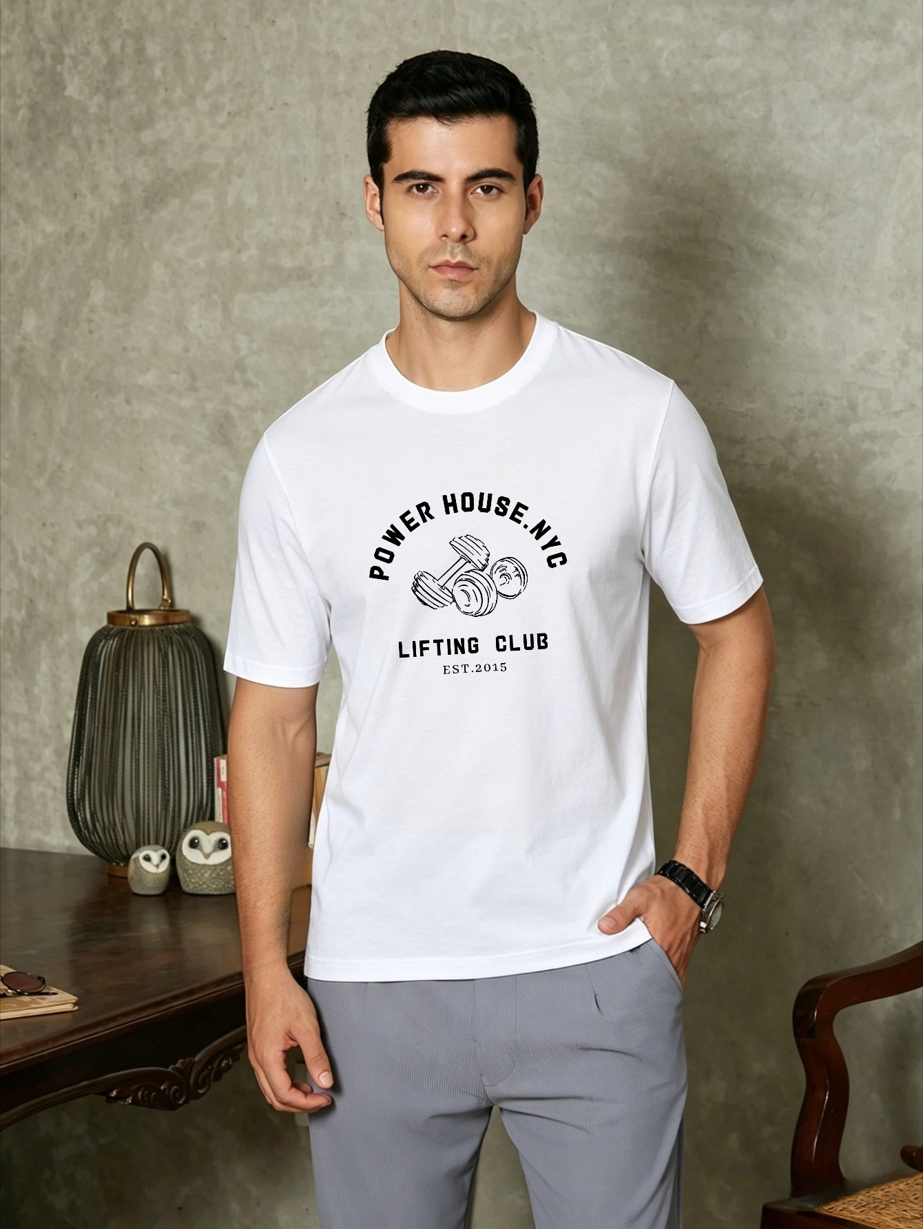Men White Graphic Print Short Sleeve T-Shirt