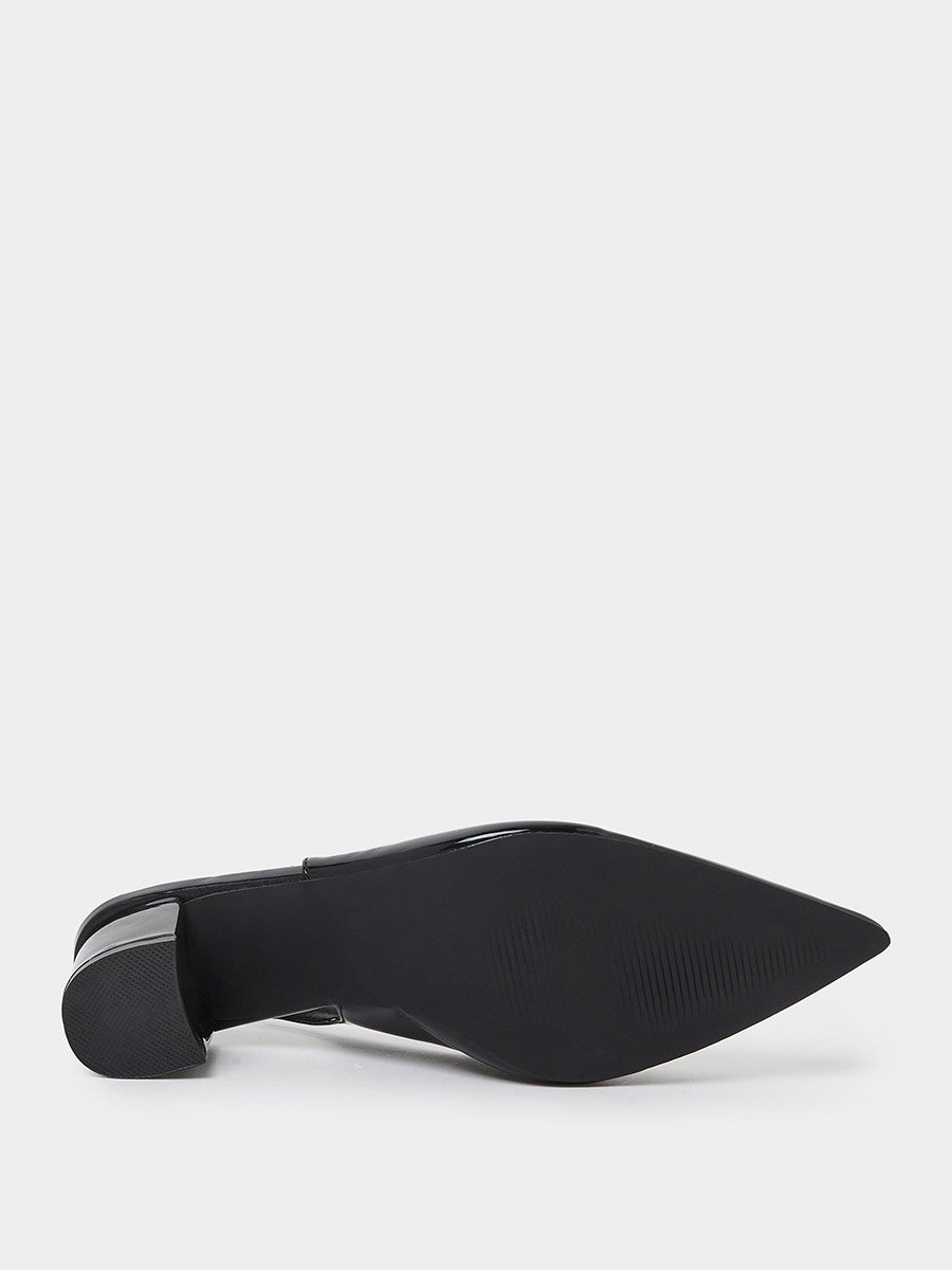 Black Pointed Toe Slingback Court Shoes
