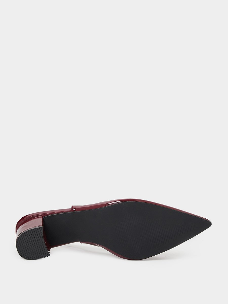 Burgundy Patent Pointed Toe Slingback Shoes