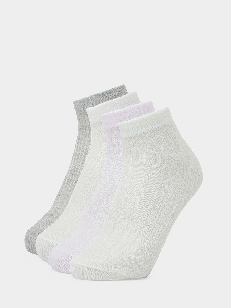 Pack of 4 - Multi-Color Solid Ankle Socks