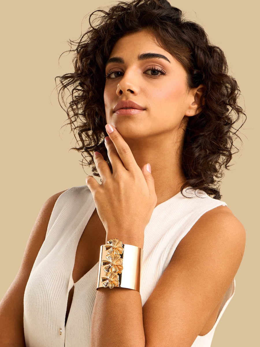 Floral Embellished Cuff Bracelet