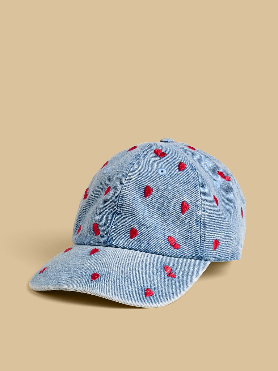 Heart Embroidered Cap with Buckled Strap Closure