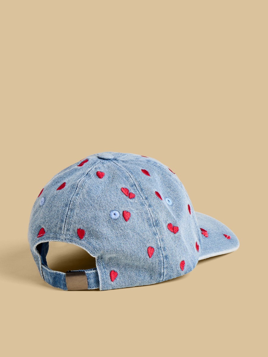 Heart Embroidered Cap with Buckled Strap Closure