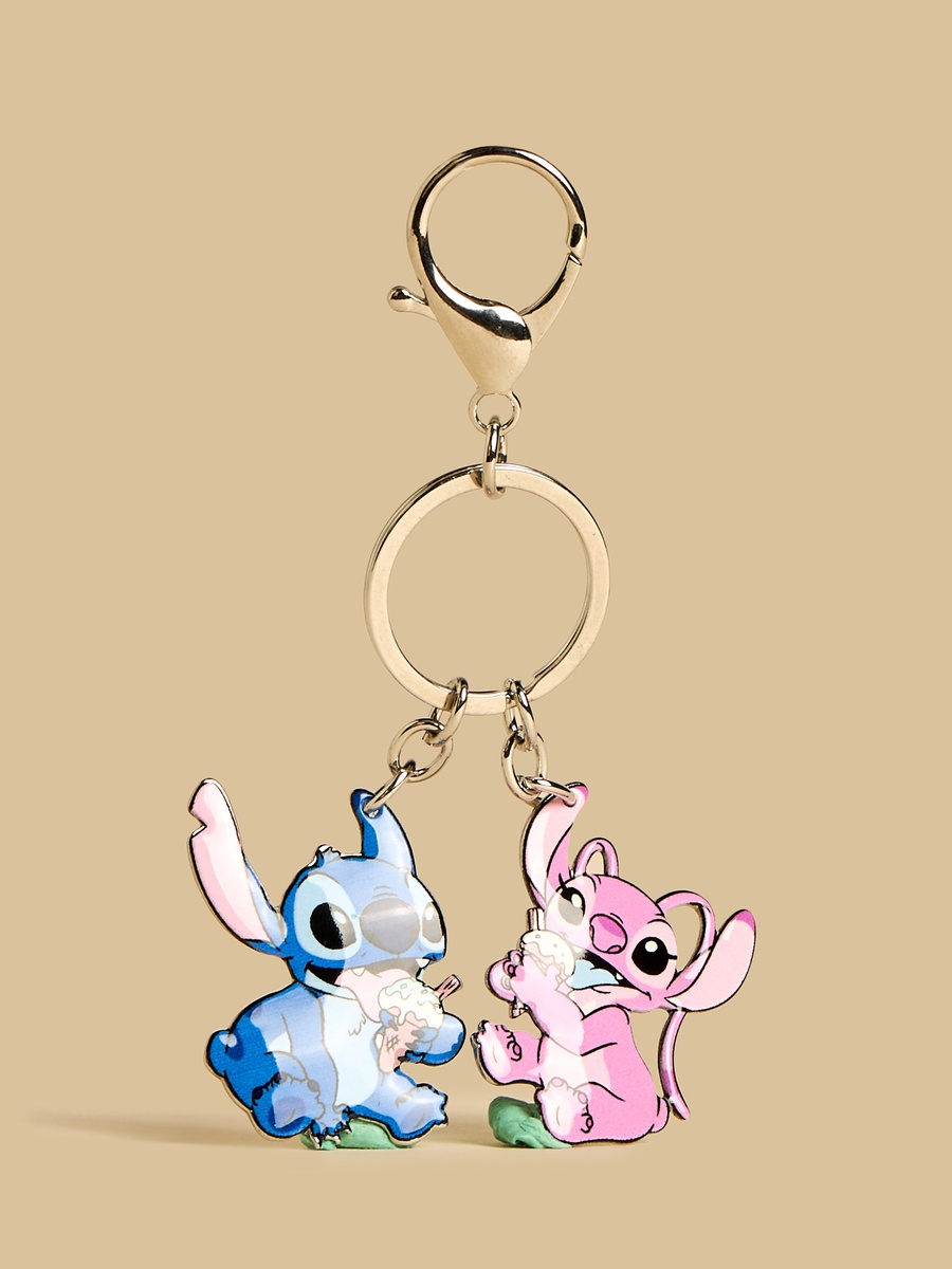 Angel and Stitch Charm Keychain