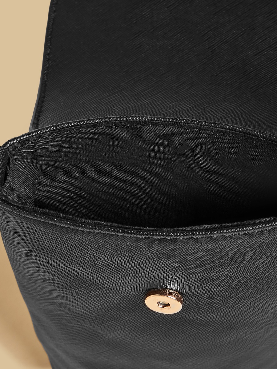 Textured Crossbody Bag with Flap