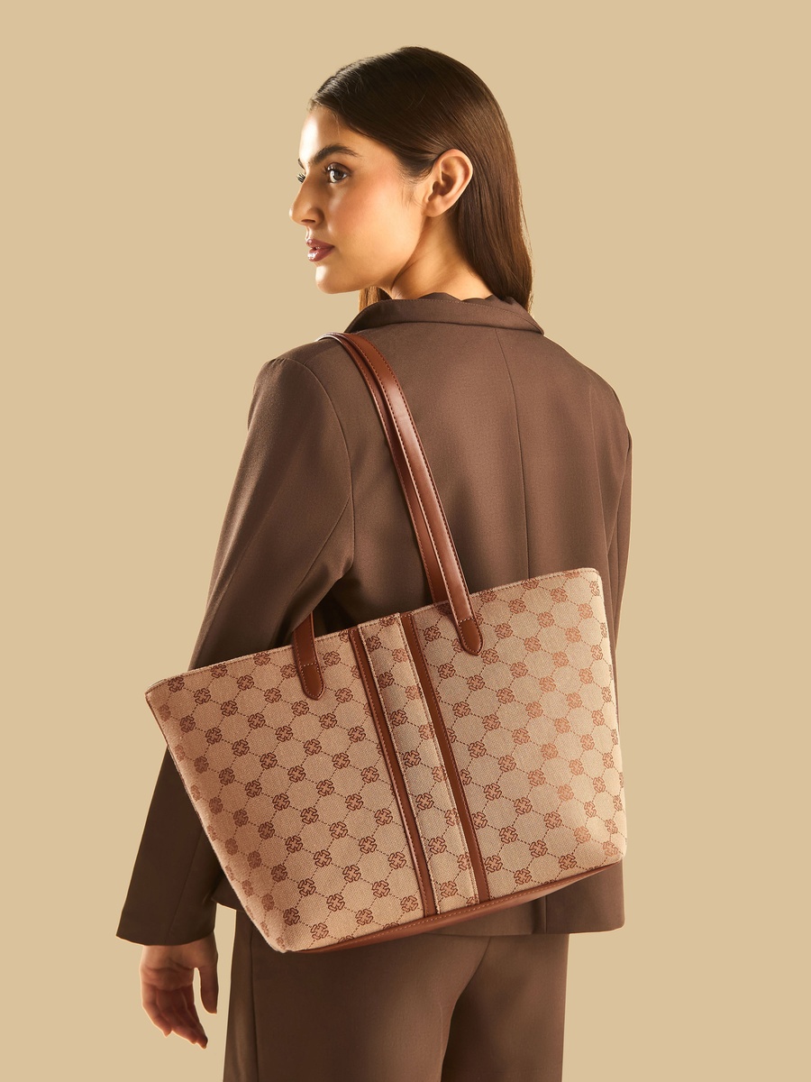 Printed Tote Bag with Zip Closure