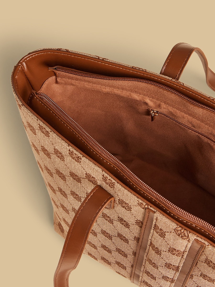 Printed Tote Bag with Zip Closure