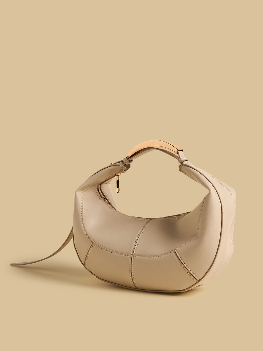Textured Hobo Bag with Zip Closure