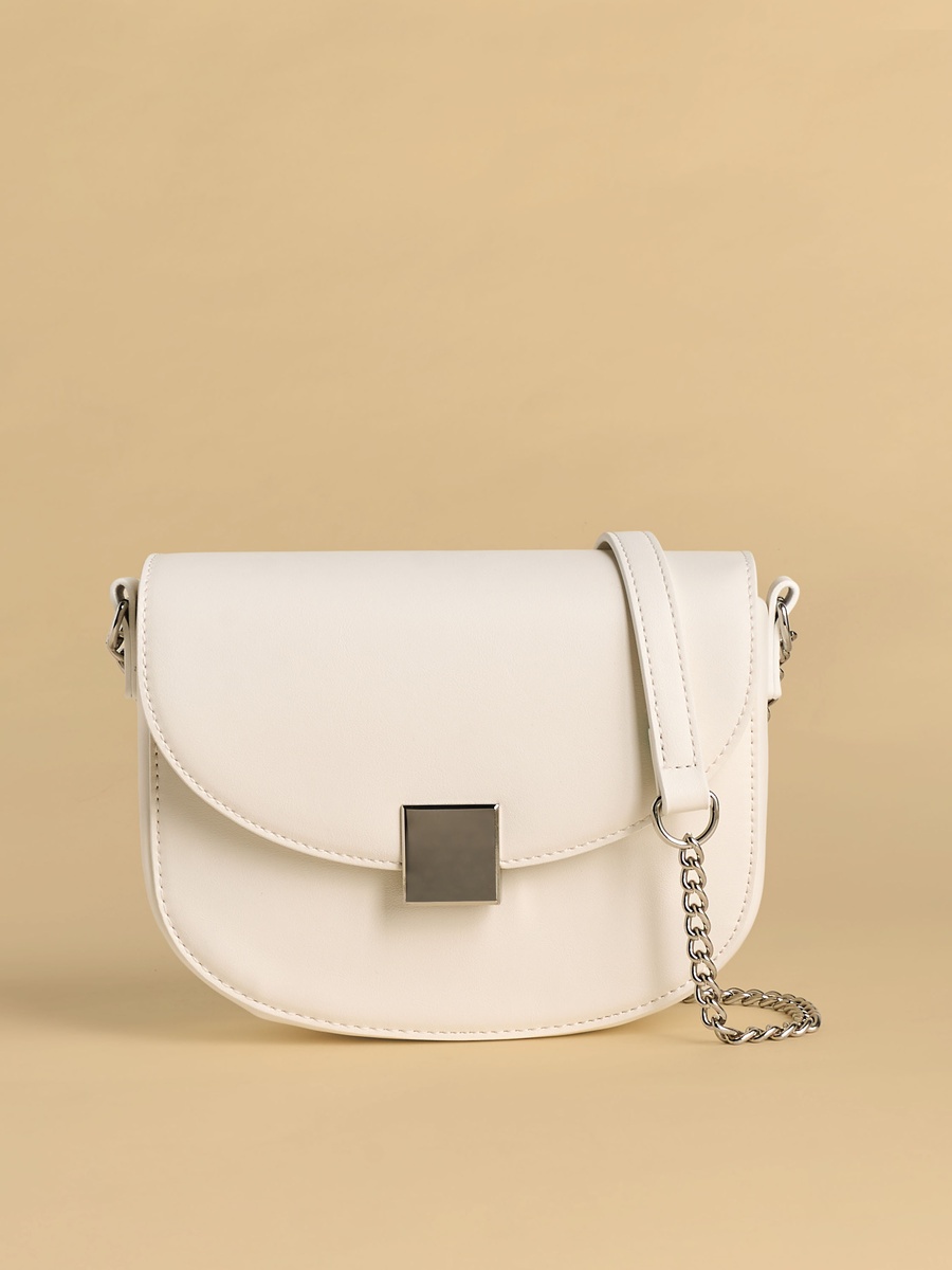 Plain Crossbody Bag with Chain Strap