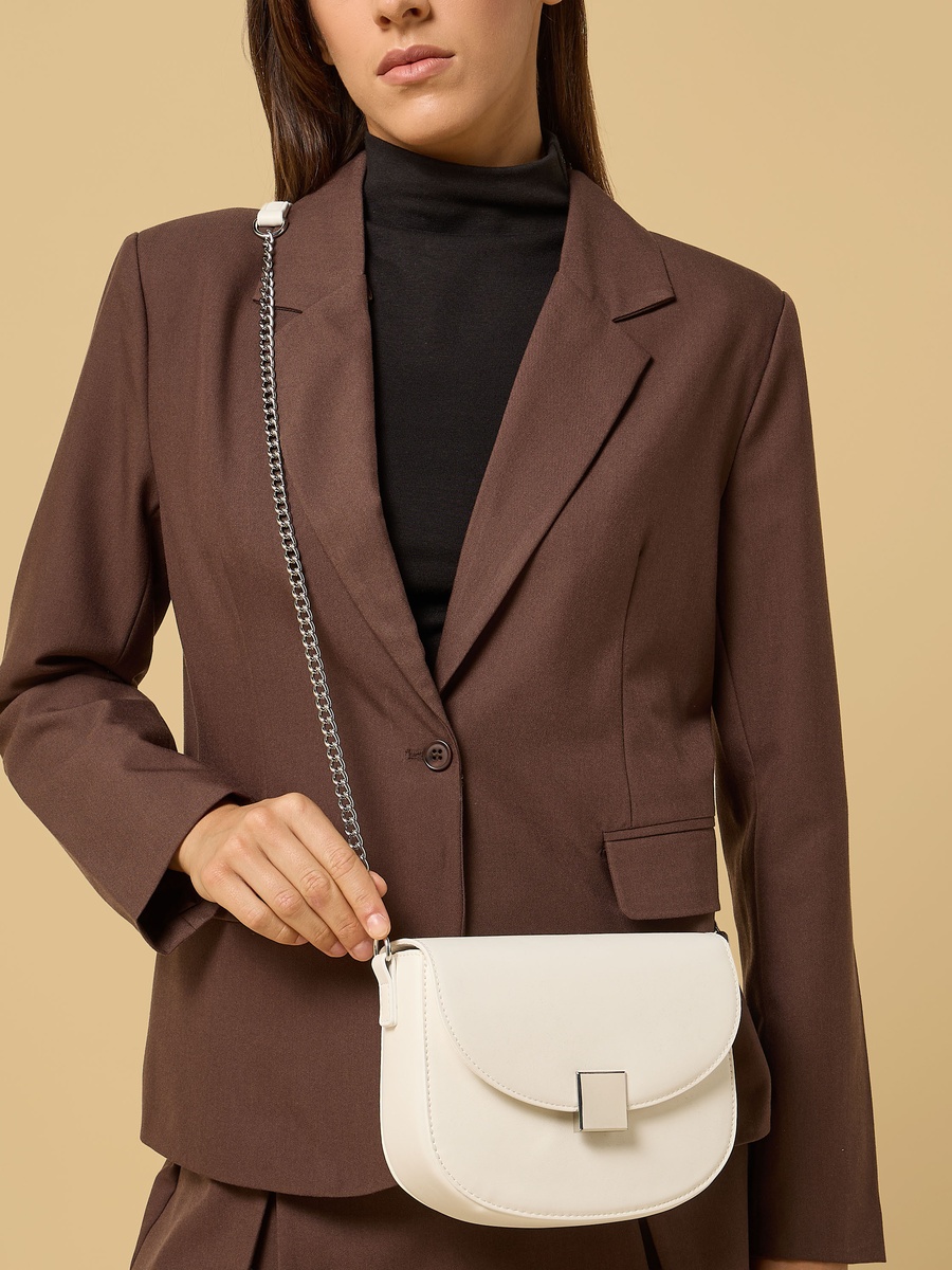 Plain Crossbody Bag with Chain Strap