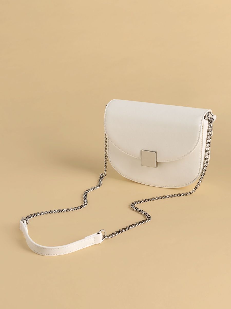 Plain Crossbody Bag with Chain Strap