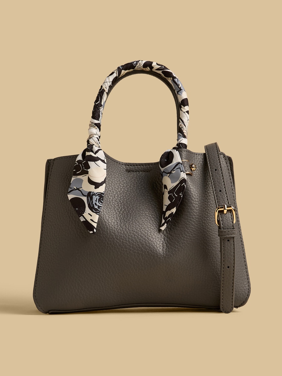 Textured Tote Bag with Detachable Strap