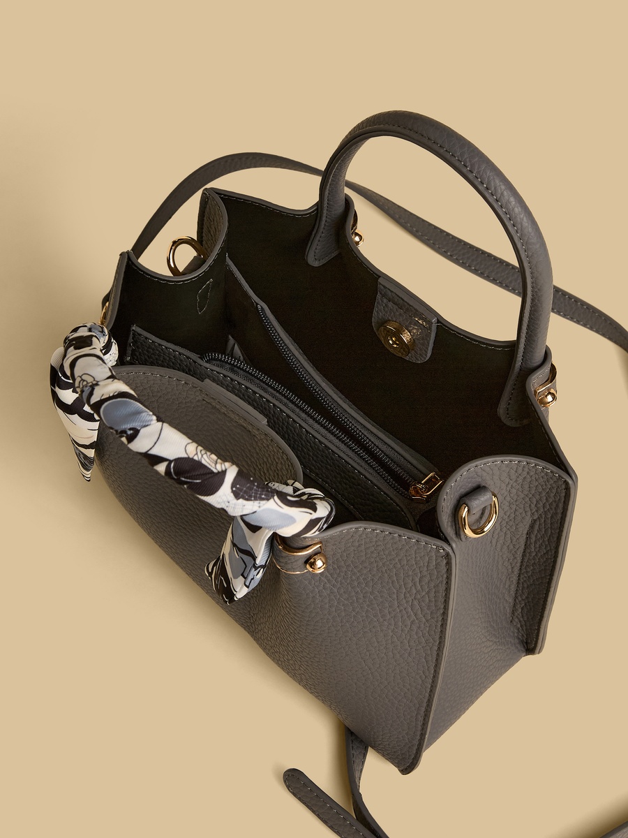 Textured Tote Bag with Detachable Strap