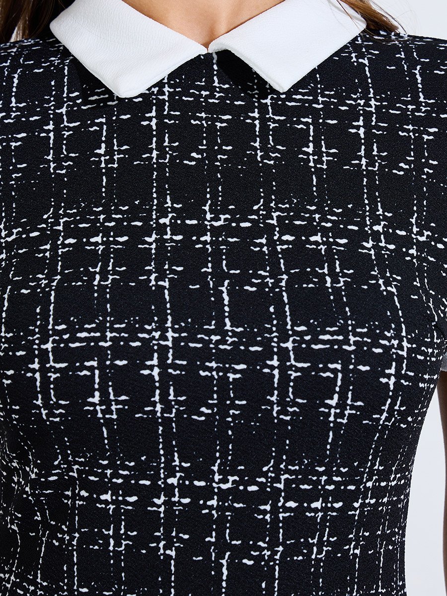 Black All Over Print Bodycon Knee-Length Dress