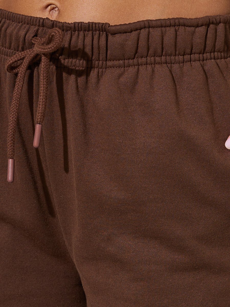 Brown Printed Wide Leg Mid Rise Joogers