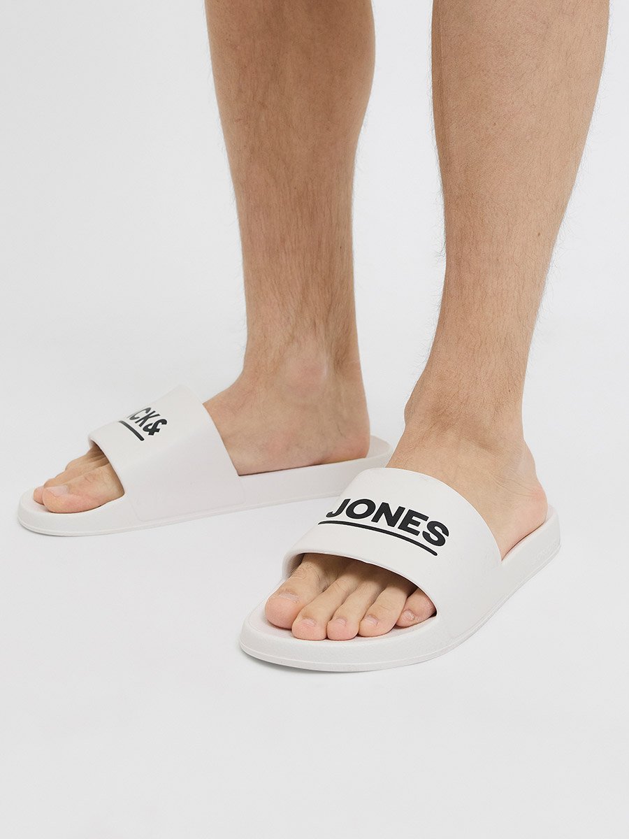 Men White Logo Slides