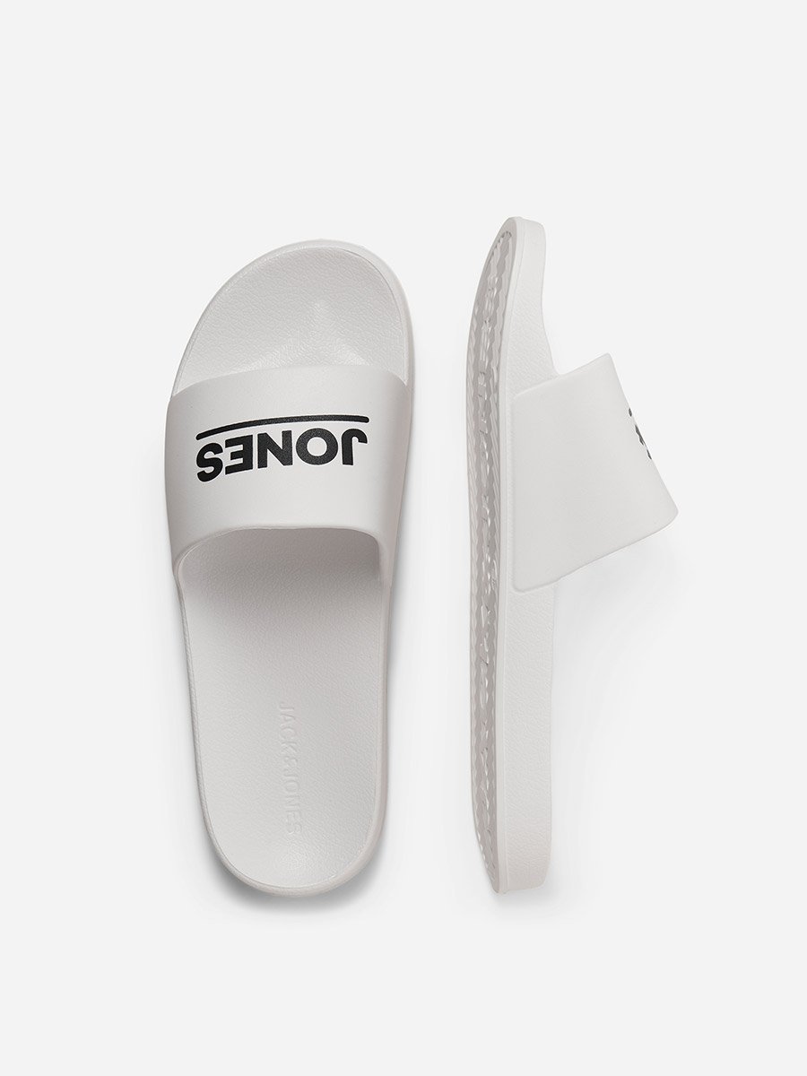 Men White Logo Slides