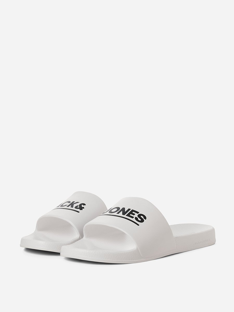 Men White Logo Slides
