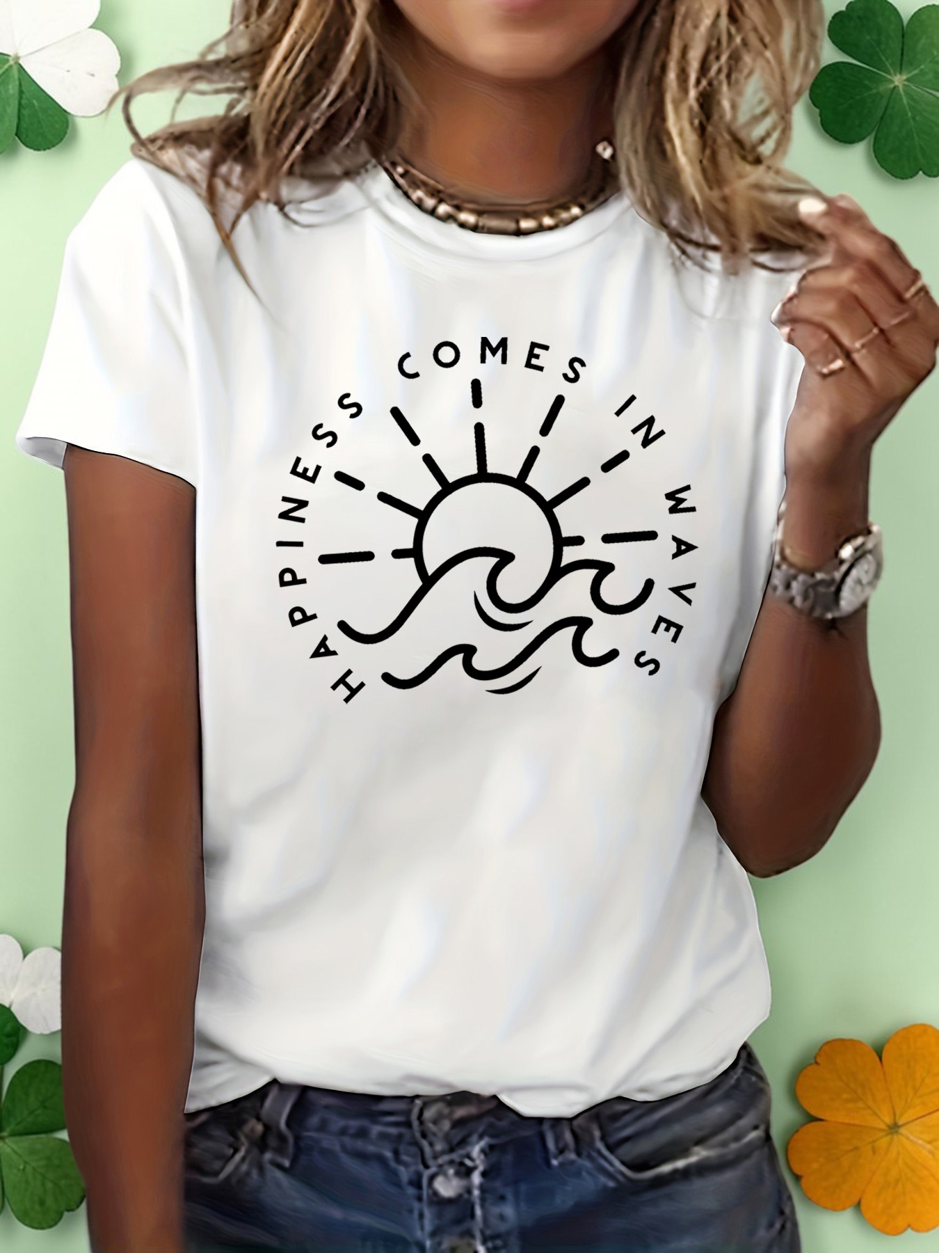 White Graphic Print Short Sleeve T-Shirt