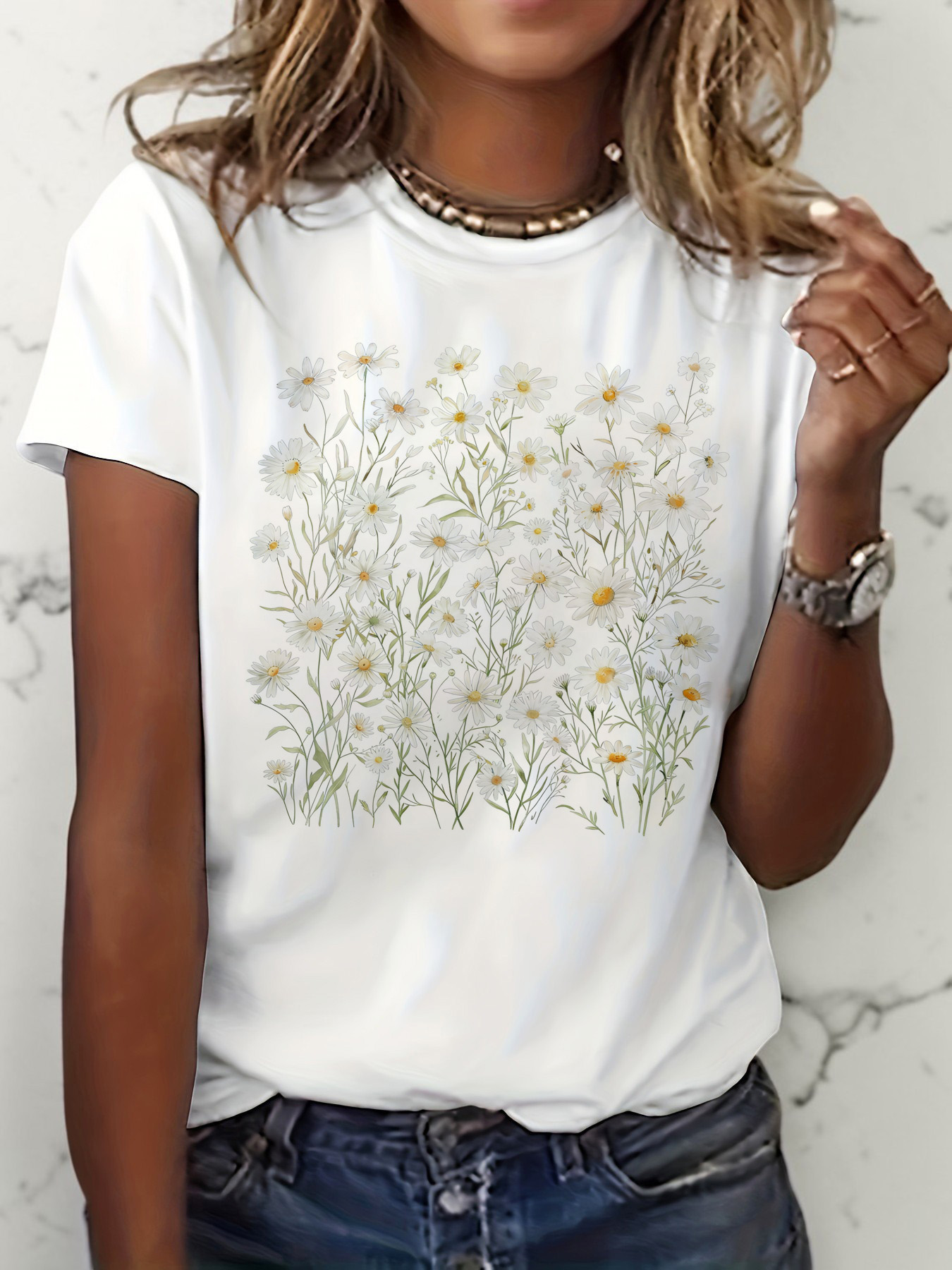 White Graphic Print Short Sleeve T-Shirt